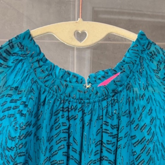 Lilly Pulitzer Blue Metallic Blouse - Picture 4 of 7